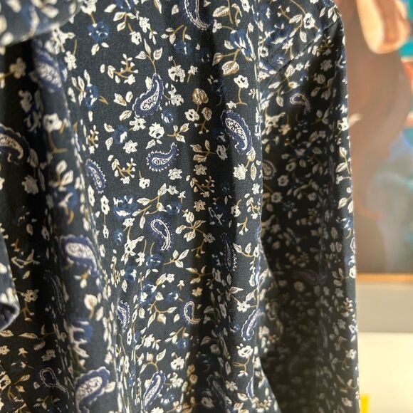 Men's Navy Floral Casual Button Down Shirt 43-17/34 - Picture 12 of 16